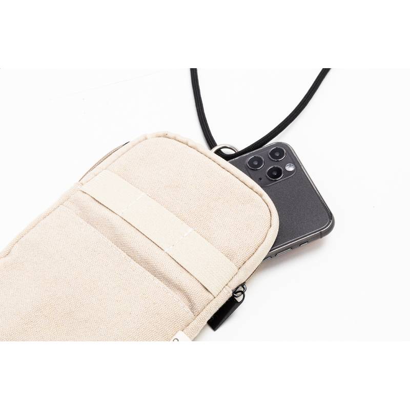 CanvaFon taška cez rameno z recyklovaného plátna na telefón, hnedá Natural CanvaFon taška cez rameno z recyklovaného plátna na telefón, hnedá Natural