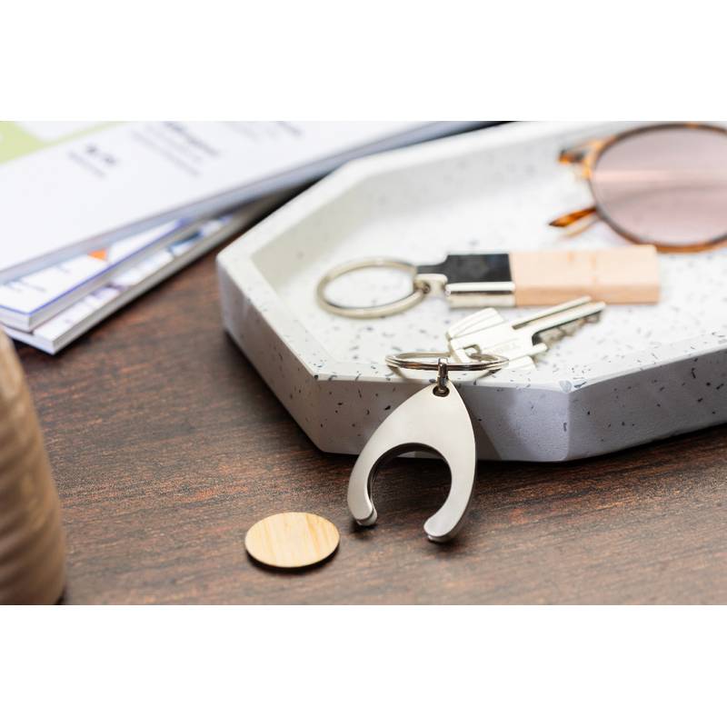 Zoinc prívesok na kľúče z RPU so žetónom na vozíku, hnedá Natural Zoinc prívesok na kľúče z RPU so žetónom na vozíku, hnedá Natural