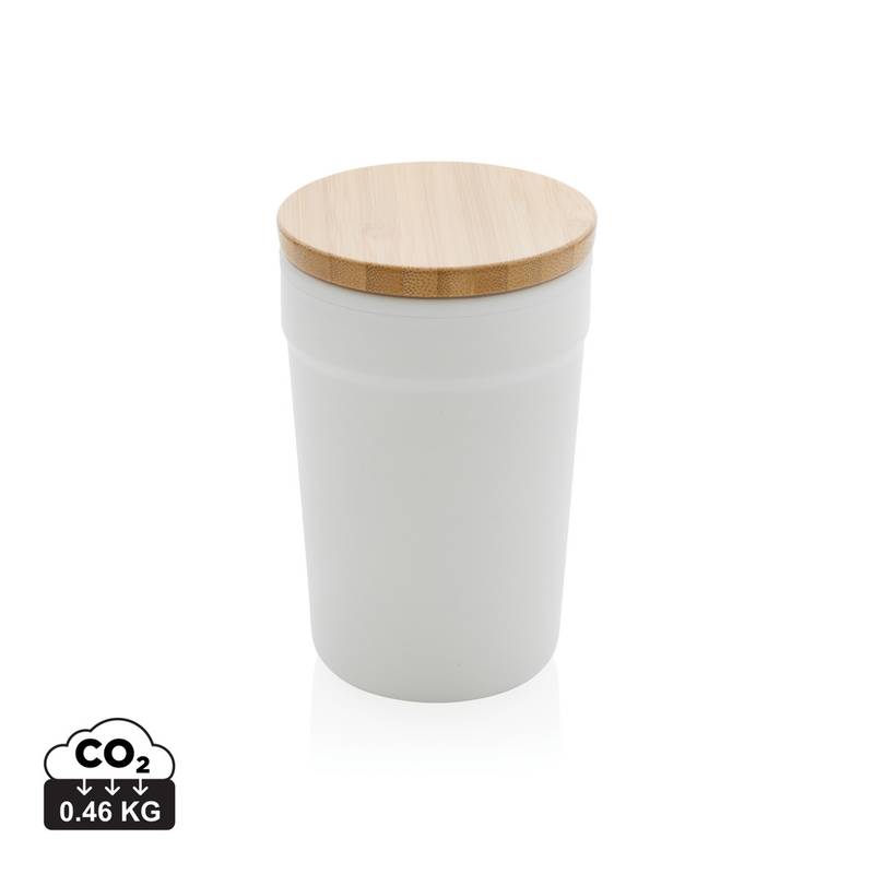 Termohrnek z GRS RPP s FSC® bambusovým uzávěrem, bílá Termohrnek z GRS RPP s FSC® bambusovým uzávěrem, bílá