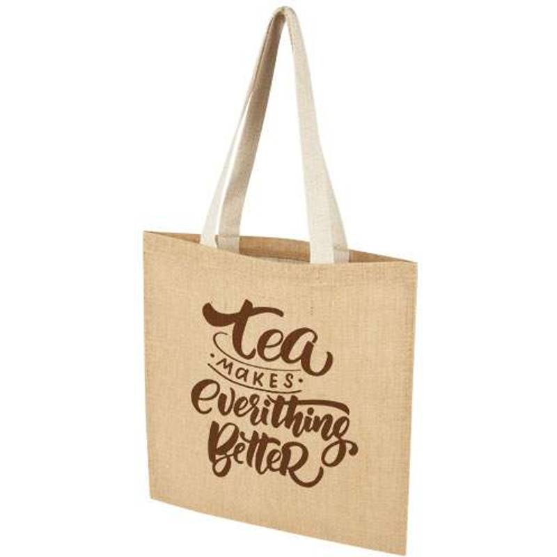 Juta 300 g/m² jutová nákupná taška 7 l, hnedá Natural - biela Juta 300 g/m² jutová nákupná taška 7 l, hnedá Natural - biela