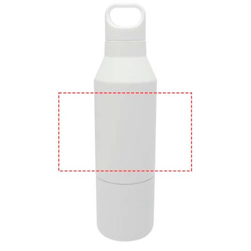 Izolovaná fľaša z recyklovanej nerezovej ocele s objemom 600 ml a kelímkom s objemom, biela Izolovaná fľaša z recyklovanej nerezovej ocele s objemom 600 ml a kelímkom s objemom, biela