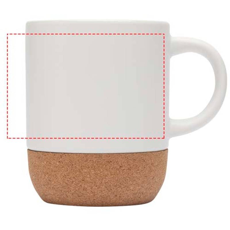 Keramický sublimačný hrnček s objemom 300 ml s korkovými detailmi Billie, biela Keramický sublimačný hrnček s objemom 300 ml s korkovými detailmi Billie, biela