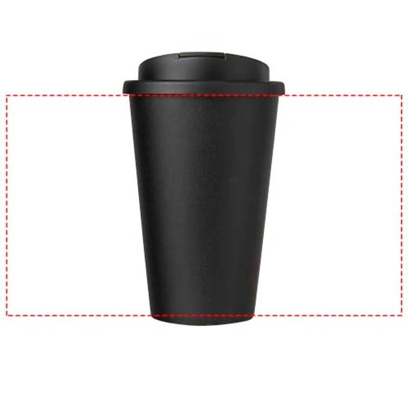 Americano® Eco 350ml recyklovaný hrnček s vekom odolným proti rozliatiu, čierna Americano® Eco 350ml recyklovaný hrnček s vekom odolným proti rozliatiu, čierna