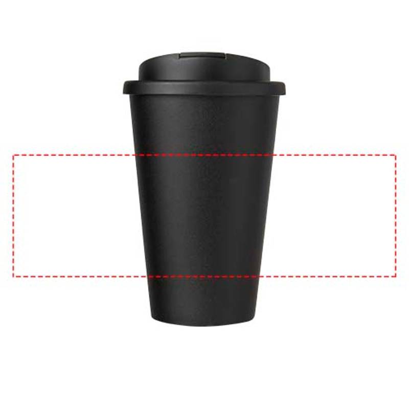 Americano® Eco 350ml recyklovaný hrnček s vekom odolným proti rozliatiu, čierna Americano® Eco 350ml recyklovaný hrnček s vekom odolným proti rozliatiu, čierna