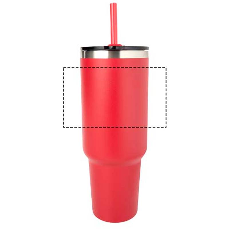 Sydney 1200ml medený vákuovo izolovaný hrnček so slamkou a dvojitou stenou, červená Sydney 1200ml medený vákuovo izolovaný hrnček so slamkou a dvojitou stenou, červená