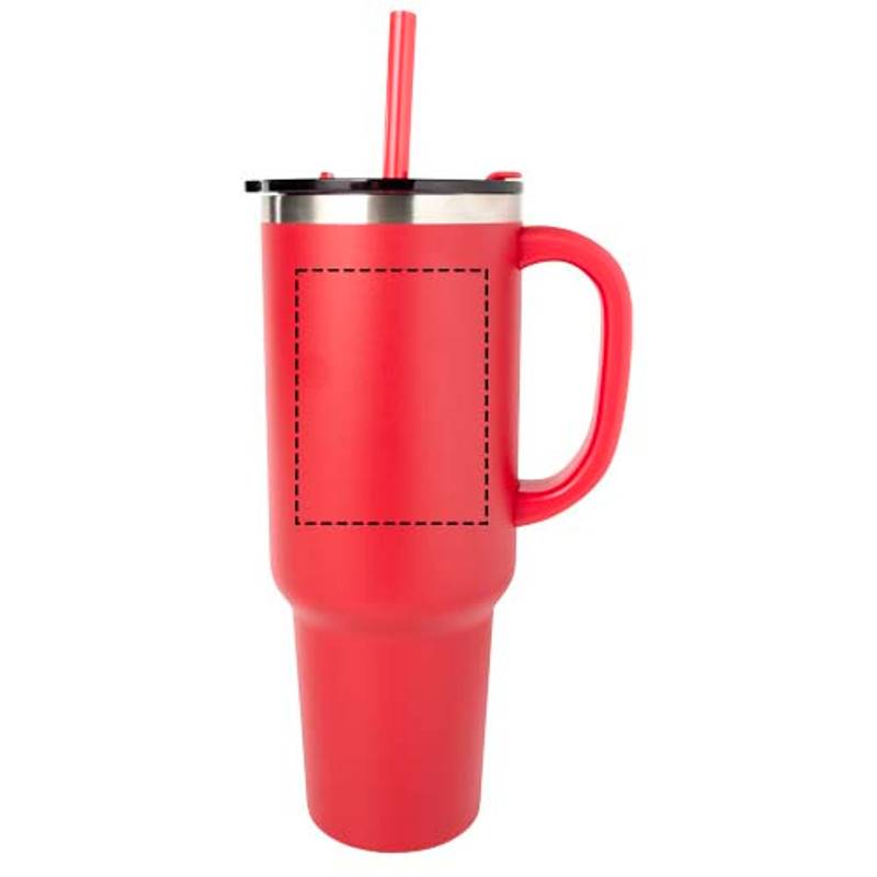 Sydney 1200ml medený vákuovo izolovaný hrnček so slamkou a dvojitou stenou, červená Sydney 1200ml medený vákuovo izolovaný hrnček so slamkou a dvojitou stenou, červená