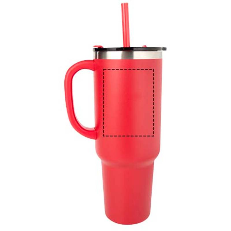 Sydney 1200ml medený vákuovo izolovaný hrnček so slamkou a dvojitou stenou, červená Sydney 1200ml medený vákuovo izolovaný hrnček so slamkou a dvojitou stenou, červená