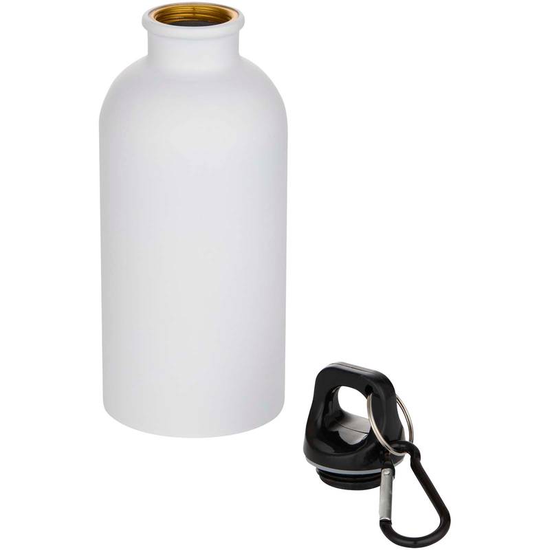 400ml jednostenná fľaša na vodu Oregon z nerezovej ocele , karabínou a matnou povrc, biela 400ml jednostenná fľaša na vodu Oregon z nerezovej ocele , karabínou a matnou povrc, biela