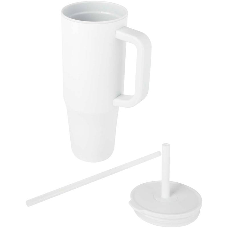 900ml termohrnček Brady a silikónovou slamkou, biela 900ml termohrnček Brady a silikónovou slamkou, biela