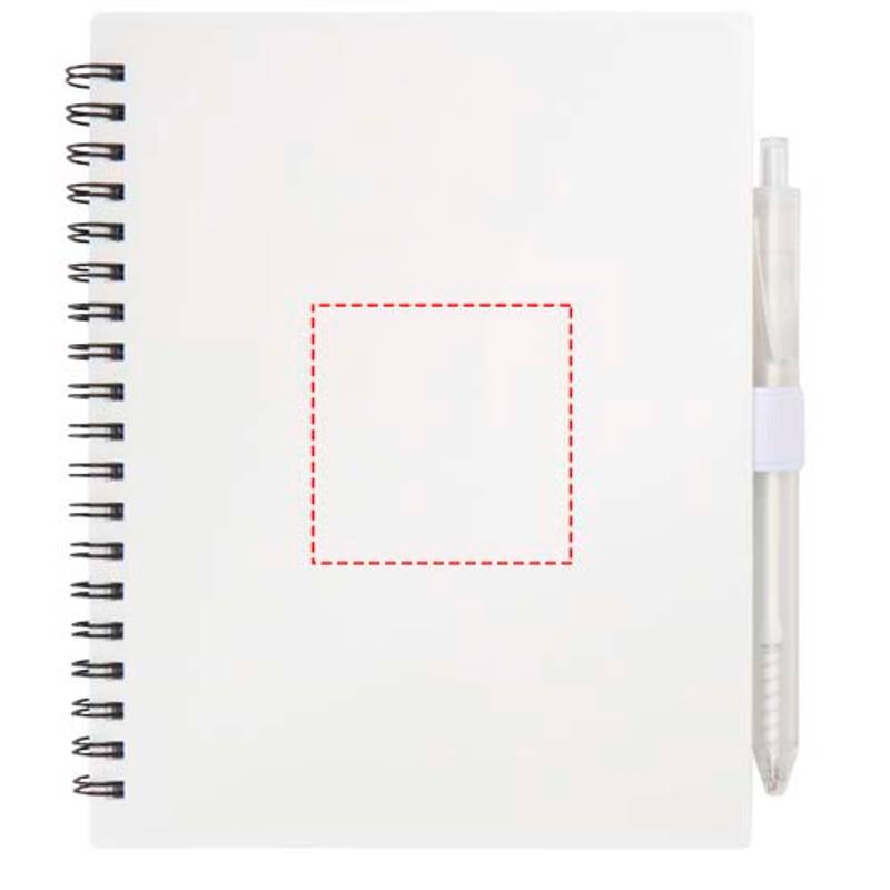 Niove sada zápisníka a guľôčkového pera z recykl. plastu s mäkkou väzbou (modrý atrament), biela Niove sada zápisníka a guľôčkového pera z recykl. plastu s mäkkou väzbou (modrý atrament), biela