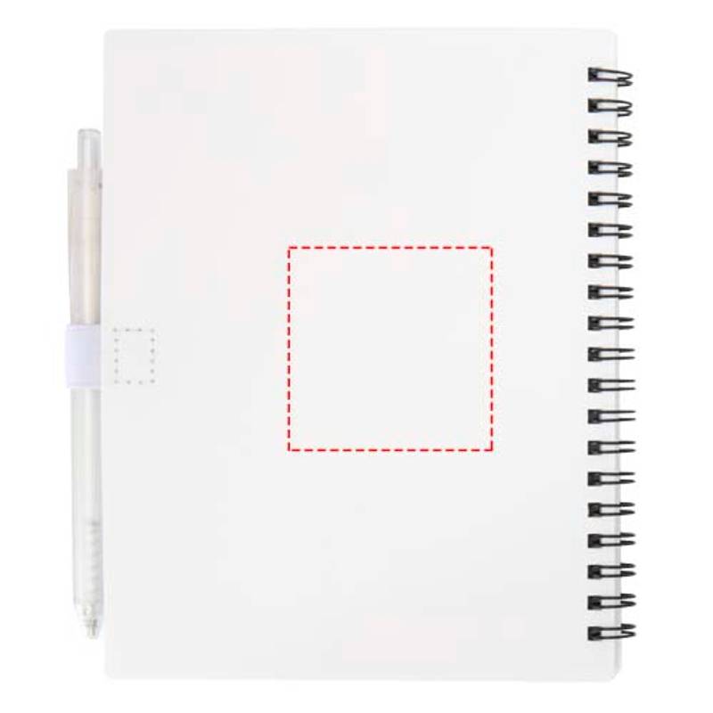 Niove sada zápisníka a guľôčkového pera z recykl. plastu s mäkkou väzbou (modrý atrament), biela Niove sada zápisníka a guľôčkového pera z recykl. plastu s mäkkou väzbou (modrý atrament), biela