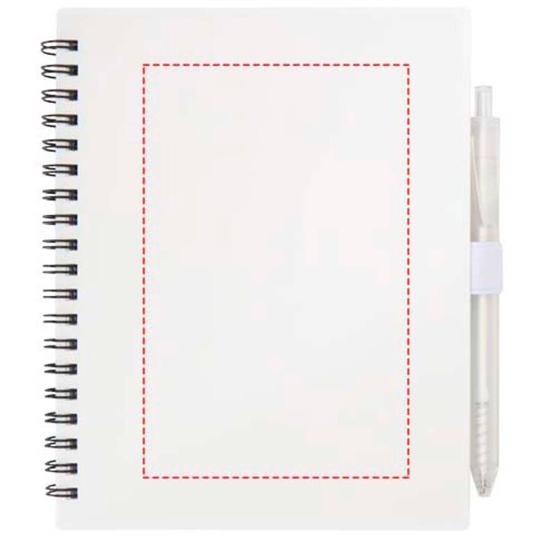 Niove sada zápisníka a guľôčkového pera z recykl. plastu s mäkkou väzbou (modrý atrament), biela Niove sada zápisníka a guľôčkového pera z recykl. plastu s mäkkou väzbou (modrý atrament), biela