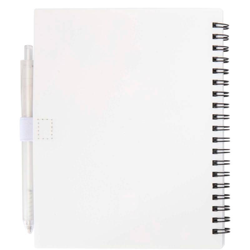 Niove sada zápisníka a guľôčkového pera z recykl. plastu s mäkkou väzbou (modrý atrament), biela Niove sada zápisníka a guľôčkového pera z recykl. plastu s mäkkou väzbou (modrý atrament), biela