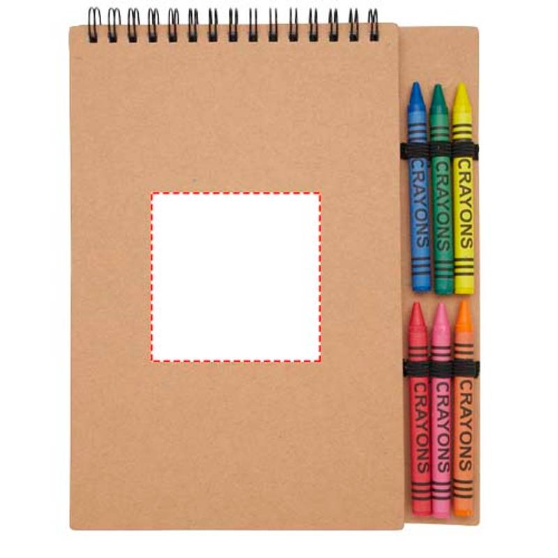 Zápisník formátu A5 s mäkkou krúžkovou väzbou Doodle a súprava pasteliek, hnedá Natural Zápisník formátu A5 s mäkkou krúžkovou väzbou Doodle a súprava pasteliek, hnedá Natural