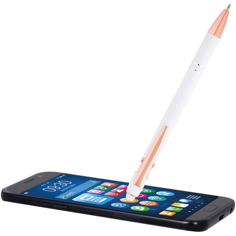 Guľôčkové pero vo farbe ružového zlata Nanna, biela Guľôčkové pero vo farbe ružového zlata Nanna, biela