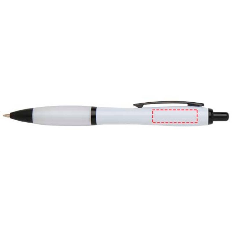 Nash guľôčkové pero z recykl. plastu s čiernymi okrajmi (čierny atrament), biela Nash guľôčkové pero z recykl. plastu s čiernymi okrajmi (čierny atrament), biela