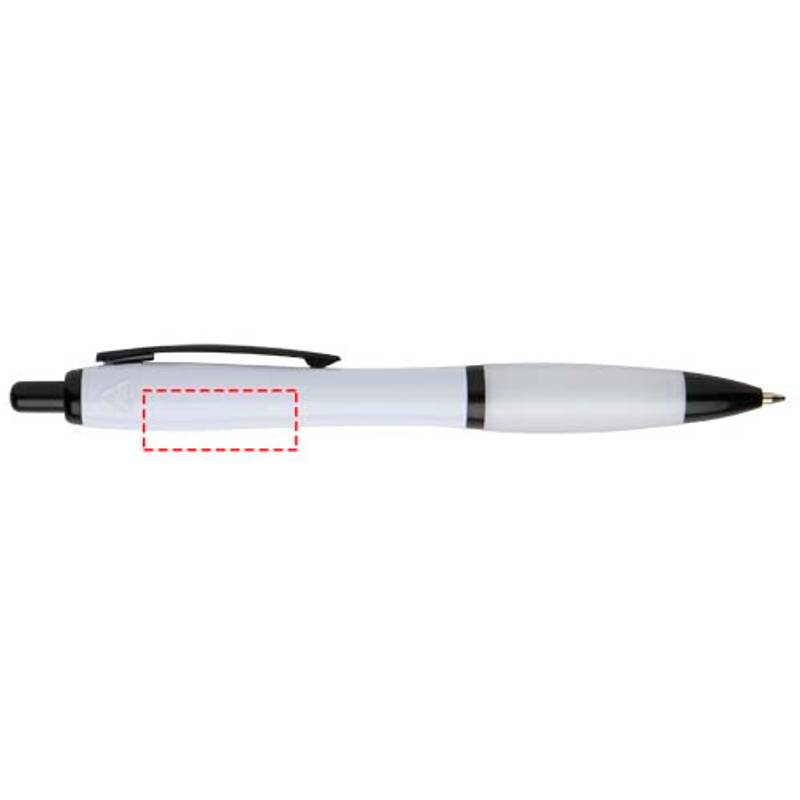 Nash guľôčkové pero z recykl. plastu s čiernymi okrajmi (čierny atrament), biela Nash guľôčkové pero z recykl. plastu s čiernymi okrajmi (čierny atrament), biela