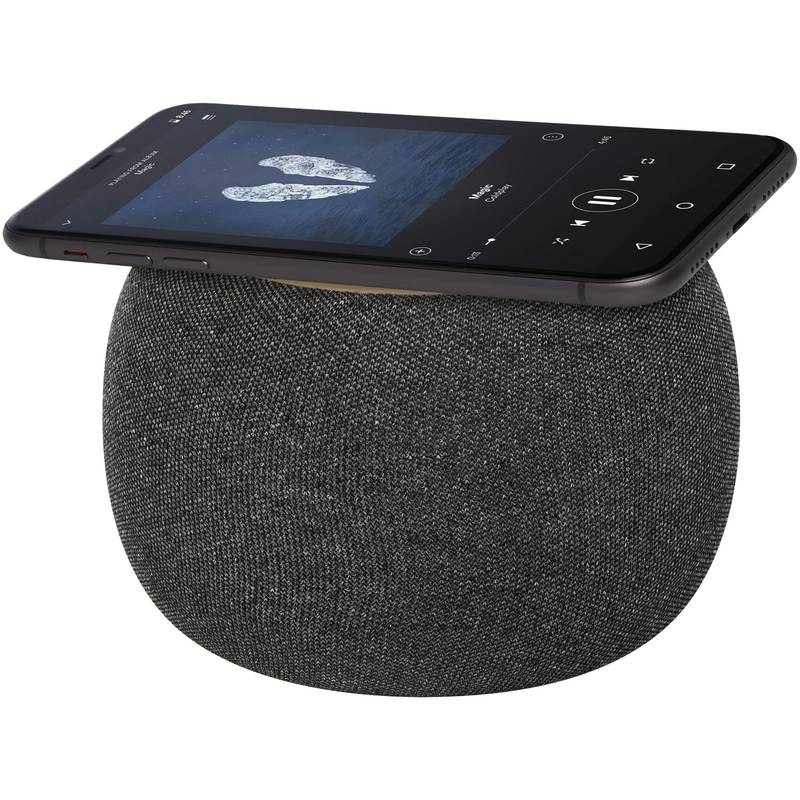 Bambusový/RPET Bluetooth® reproduktor a bezdrôtová nabíjacia podložka Ecofiber, hnedá Natural - sivá Bambusový/RPET Bluetooth® reproduktor a bezdrôtová nabíjacia podložka Ecofiber, hnedá Natural - sivá