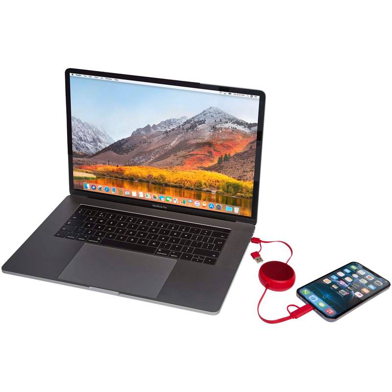 Vysúvací dátový synchronizačný a rýchlonabíjací 45W kábel 5 v 1 o dĺžke 100 cm , červená Vysúvací dátový synchronizačný a rýchlonabíjací 45W kábel 5 v 1 o dĺžke 100 cm , červená