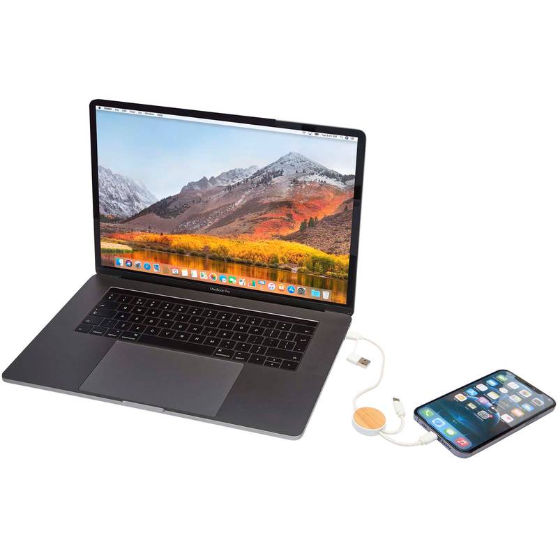 Dátový synchronizačný a rýchlonabíjací 27W kábel 5 v 1 s dĺžkou 30 cm s bambu, biela Dátový synchronizačný a rýchlonabíjací 27W kábel 5 v 1 s dĺžkou 30 cm s bambu, biela