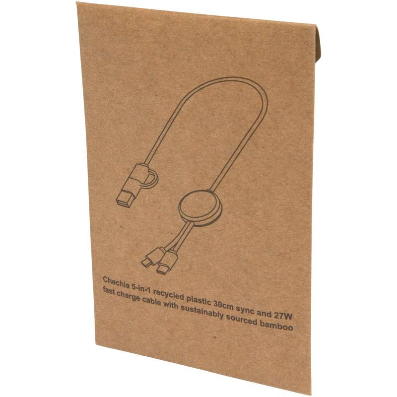 Dátový synchronizačný a rýchlonabíjací 27W kábel 5 v 1 s dĺžkou 30 cm s bambu, biela Dátový synchronizačný a rýchlonabíjací 27W kábel 5 v 1 s dĺžkou 30 cm s bambu, biela