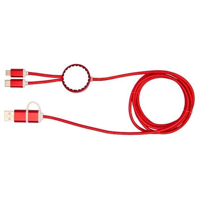 Dátový synchronizačný a rýchlonabíjací 27W kábel 5 v 1 s dĺžkou 150, červená Dátový synchronizačný a rýchlonabíjací 27W kábel 5 v 1 s dĺžkou 150, červená