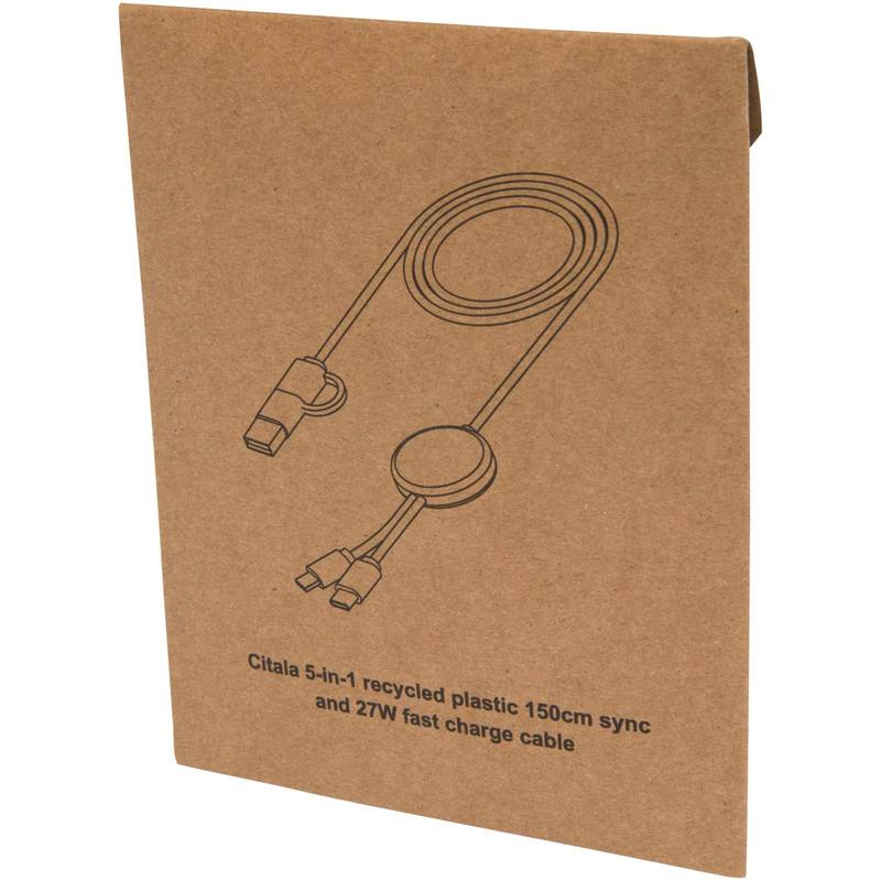 Dátový synchronizačný a rýchlonabíjací 27W kábel 5 v 1 s dĺžkou 150 cm Citala, biela Dátový synchronizačný a rýchlonabíjací 27W kábel 5 v 1 s dĺžkou 150 cm Citala, biela