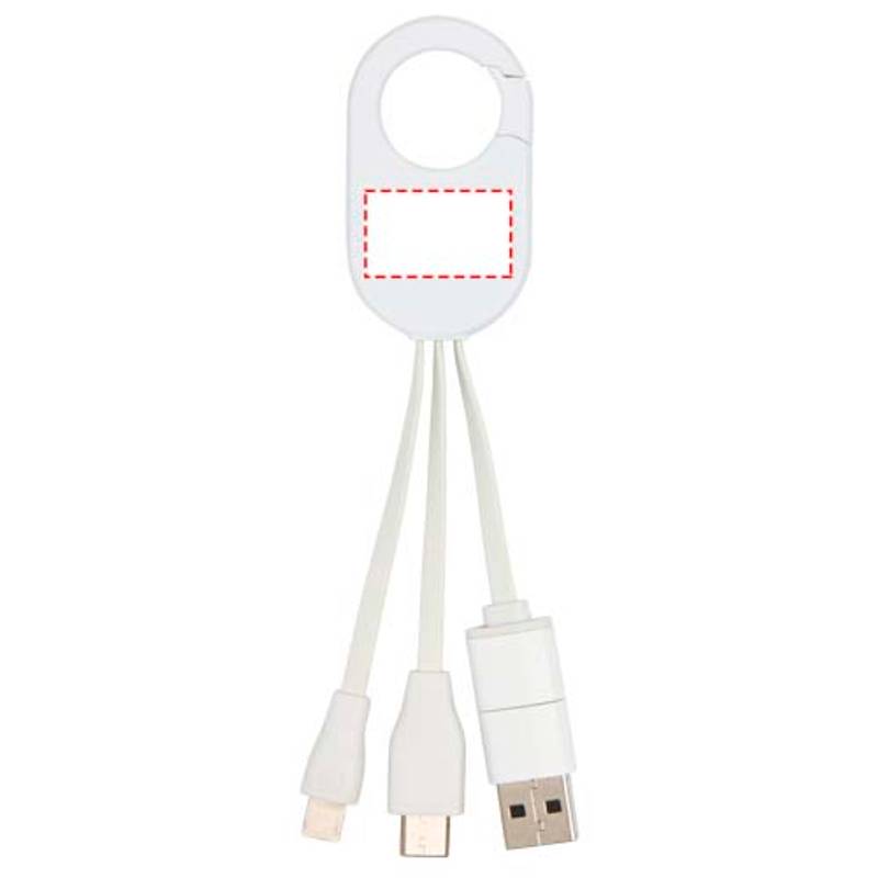 Nabíjací kábel 4 v 1 z recyklovaného plastu Troop, biela Nabíjací kábel 4 v 1 z recyklovaného plastu Troop, biela