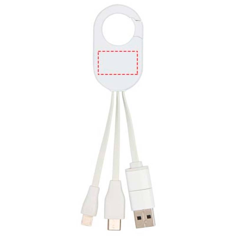 Nabíjací kábel 4 v 1 z recyklovaného plastu Troop, biela Nabíjací kábel 4 v 1 z recyklovaného plastu Troop, biela