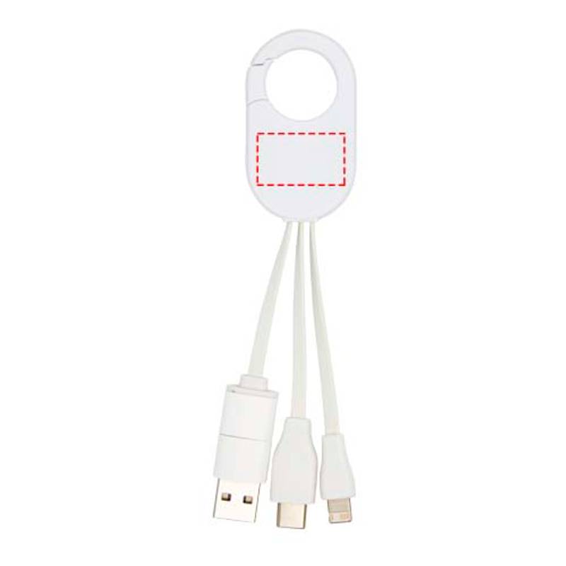 Nabíjací kábel 4 v 1 z recyklovaného plastu Troop, biela Nabíjací kábel 4 v 1 z recyklovaného plastu Troop, biela