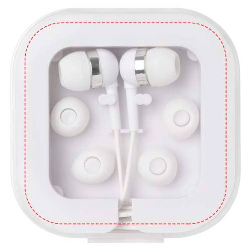 Sluchátka s kabelem typu C Dofida s úložným boxem z recyklovaného plastu, bílá Sluchátka s kabelem typu C Dofida s úložným boxem z recyklovaného plastu, bílá