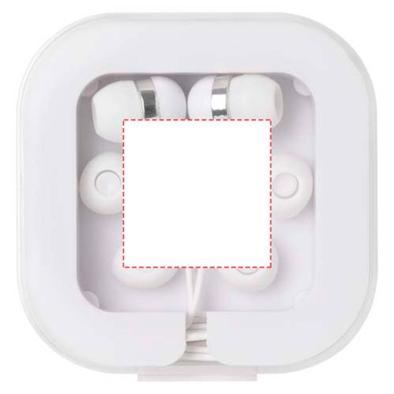 Sluchátka s kabelem typu C Dofida s úložným boxem z recyklovaného plastu, bílá Sluchátka s kabelem typu C Dofida s úložným boxem z recyklovaného plastu, bílá