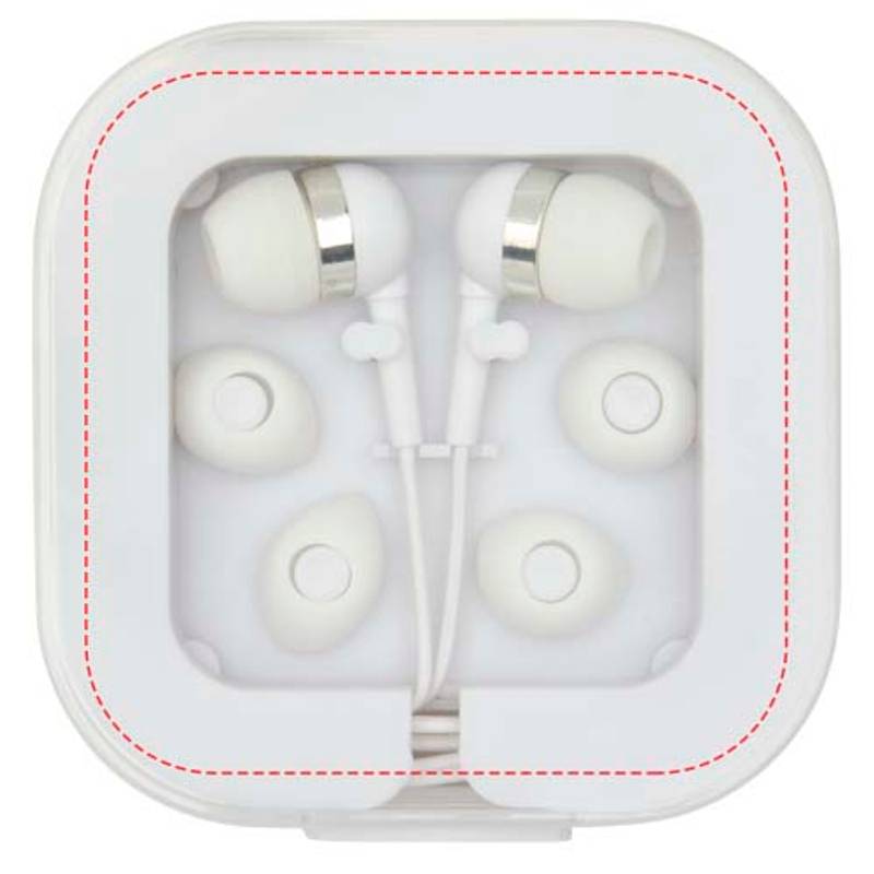 Slúchadlá cez hlavu s káblom typu C Baekdu s úložným boxom z recyklovaného plastu, biela Slúchadlá cez hlavu s káblom typu C Baekdu s úložným boxom z recyklovaného plastu, biela