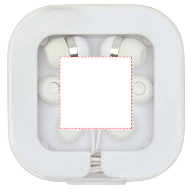 Slúchadlá cez hlavu s káblom typu C Baekdu s úložným boxom z recyklovaného plastu, biela Slúchadlá cez hlavu s káblom typu C Baekdu s úložným boxom z recyklovaného plastu, biela