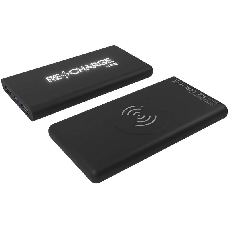 Svietiaca pogumovaná bezdrôtová powerbanka s kapacitou 10 000 mAh SCX.design P40, čierna Svietiaca pogumovaná bezdrôtová powerbanka s kapacitou 10 000 mAh SCX.design P40, čierna