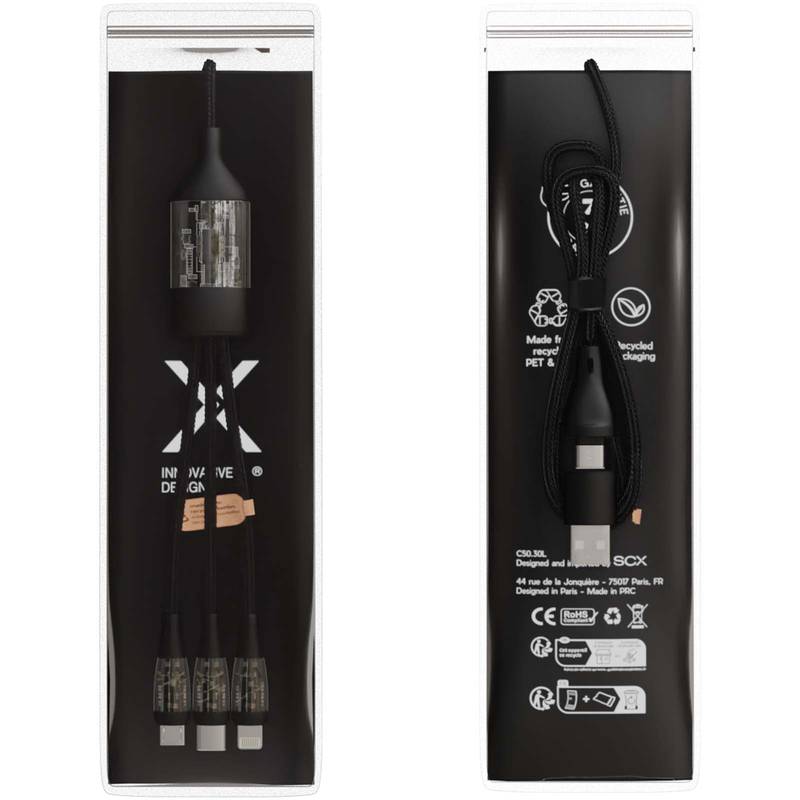 Kábel 5v1 SCX.design C50 pre rýchle nabíjanie so 100 W/5 A a digitálnym displejom, čierna Kábel 5v1 SCX.design C50 pre rýchle nabíjanie so 100 W/5 A a digitálnym displejom, čierna