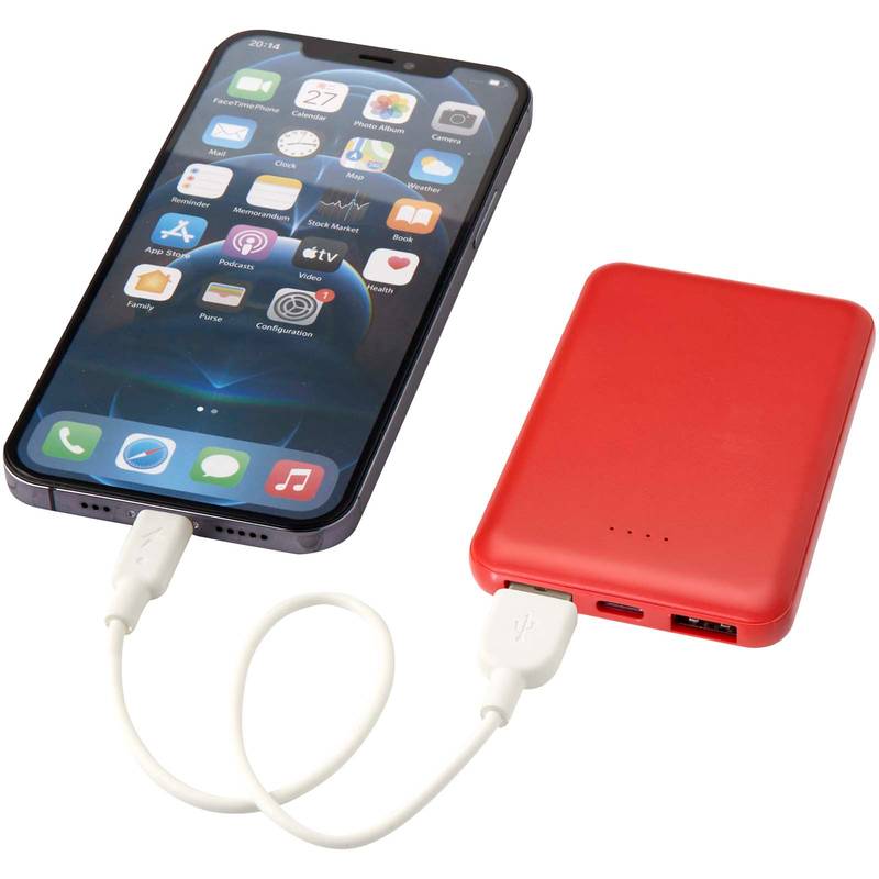 Asama 5000mAh powerbanka typu C z recyklovaného plastu, červená Brick Asama 5000mAh powerbanka typu C z recyklovaného plastu, červená Brick