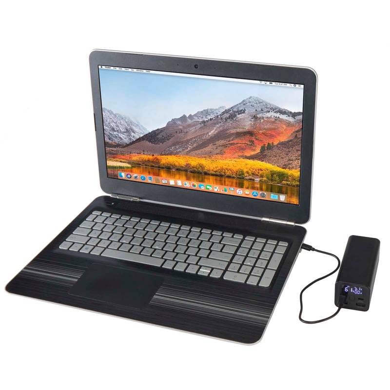 Acamar powerbanka na notebook z recyklovaného hliníka s kapacitou 20 000 mAh a výkonom 70 W, čierna Acamar powerbanka na notebook z recyklovaného hliníka s kapacitou 20 000 mAh a výkonom 70 W, čierna