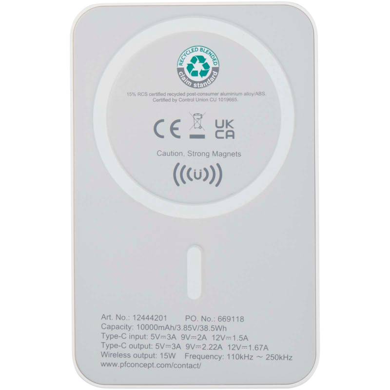 Bezdrôtová 15W magnetická powerbanka Acrab, 10 000 mAh s 20W, biela Bezdrôtová 15W magnetická powerbanka Acrab, 10 000 mAh s 20W, biela