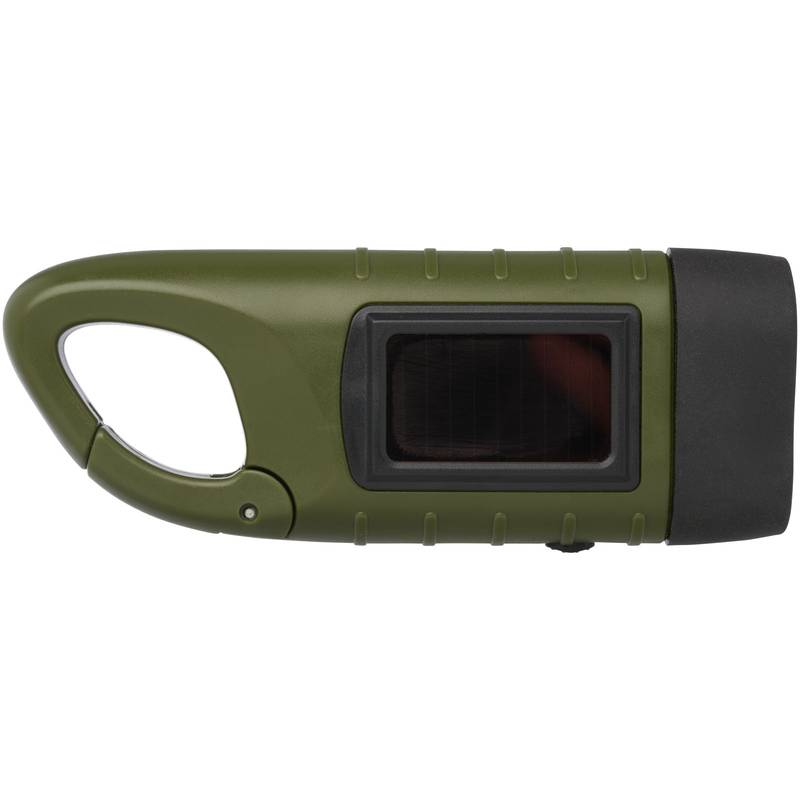 Helios svietidlo na solárne dynamo z recyklovaného plastu s karabínou, zelená Army Helios svietidlo na solárne dynamo z recyklovaného plastu s karabínou, zelená Army