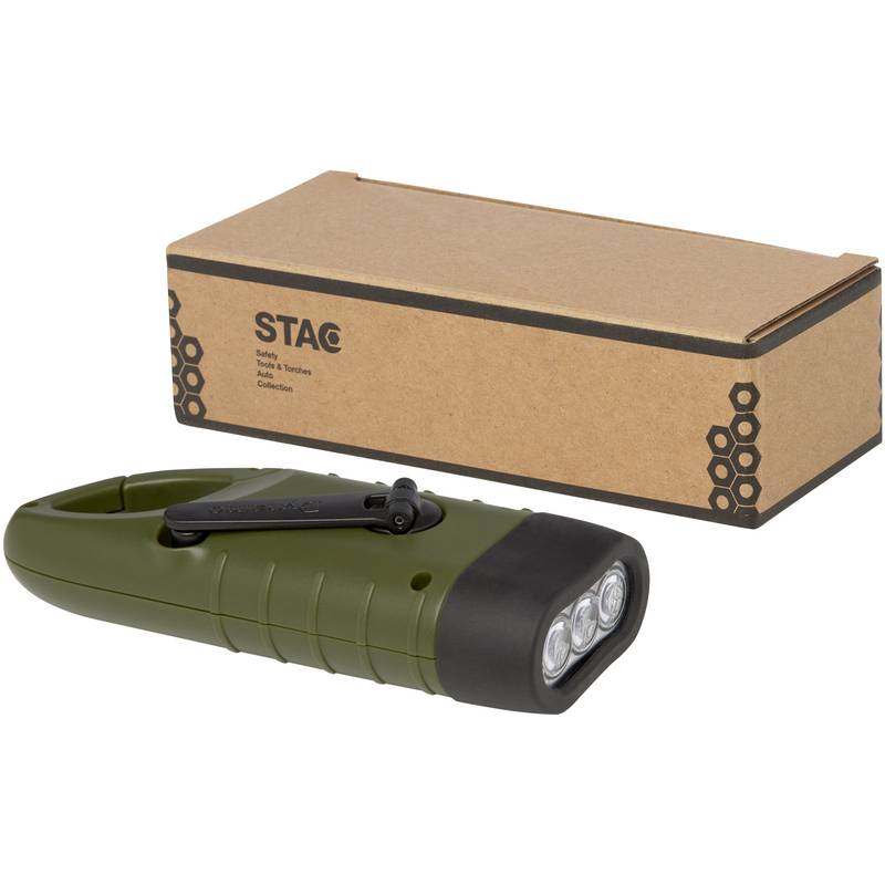 Helios svietidlo na solárne dynamo z recyklovaného plastu s karabínou, zelená Army Helios svietidlo na solárne dynamo z recyklovaného plastu s karabínou, zelená Army