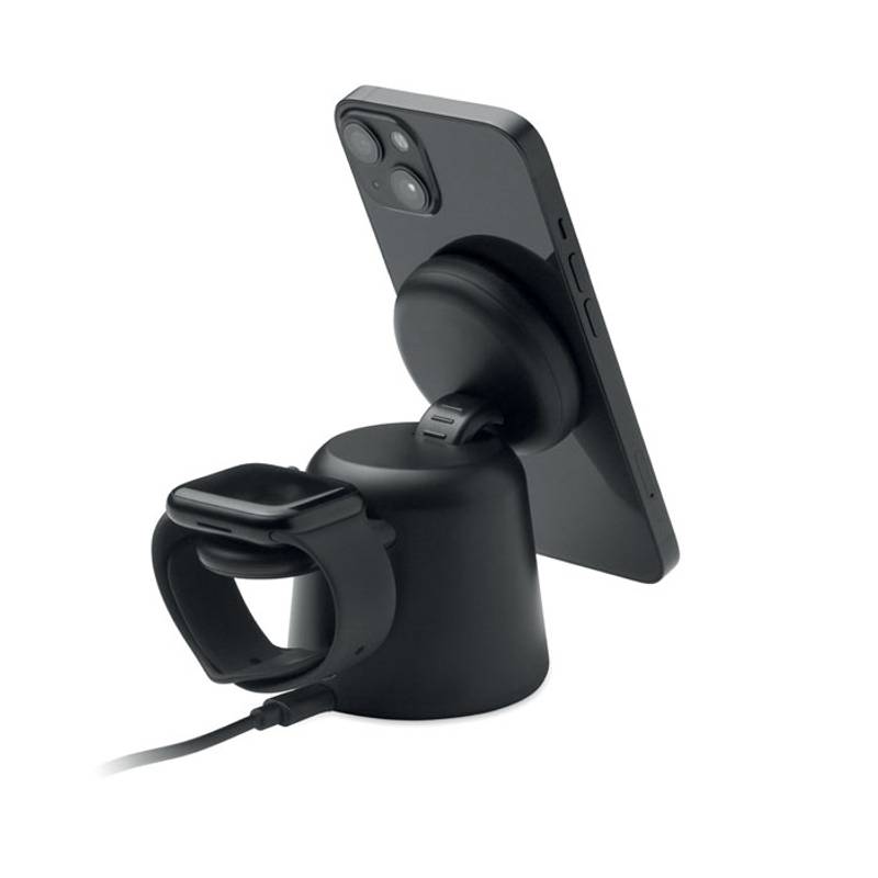 Bezdrôtová 15W nabíjačka 3v1, čierna Bezdrôtová 15W nabíjačka 3v1, čierna