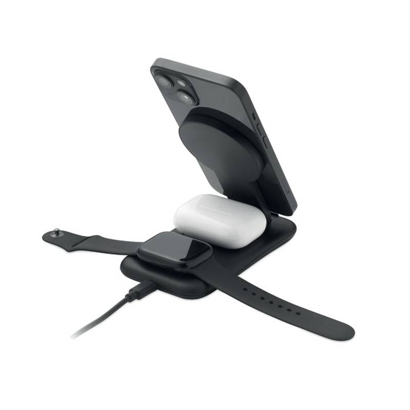 Bezdrôtová 15W nabíjačka 3v1, čierna Bezdrôtová 15W nabíjačka 3v1, čierna