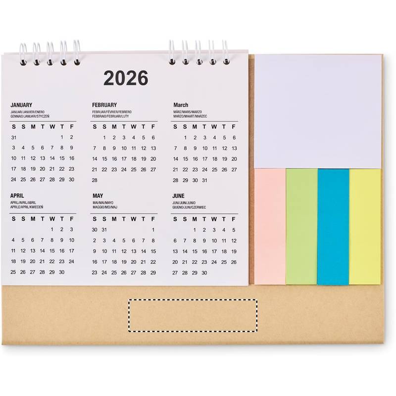 Stolový kalendár s bločkom, hnedá Beige Stolový kalendár s bločkom, hnedá Beige