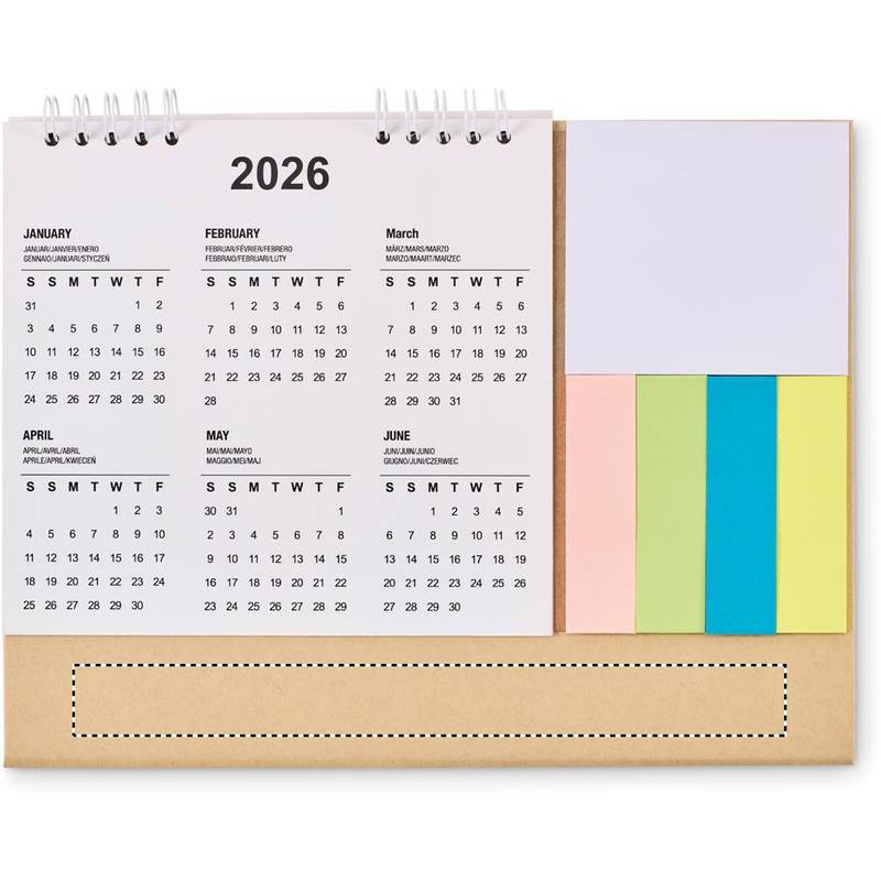 Stolový kalendár s bločkom, hnedá Beige Stolový kalendár s bločkom, hnedá Beige