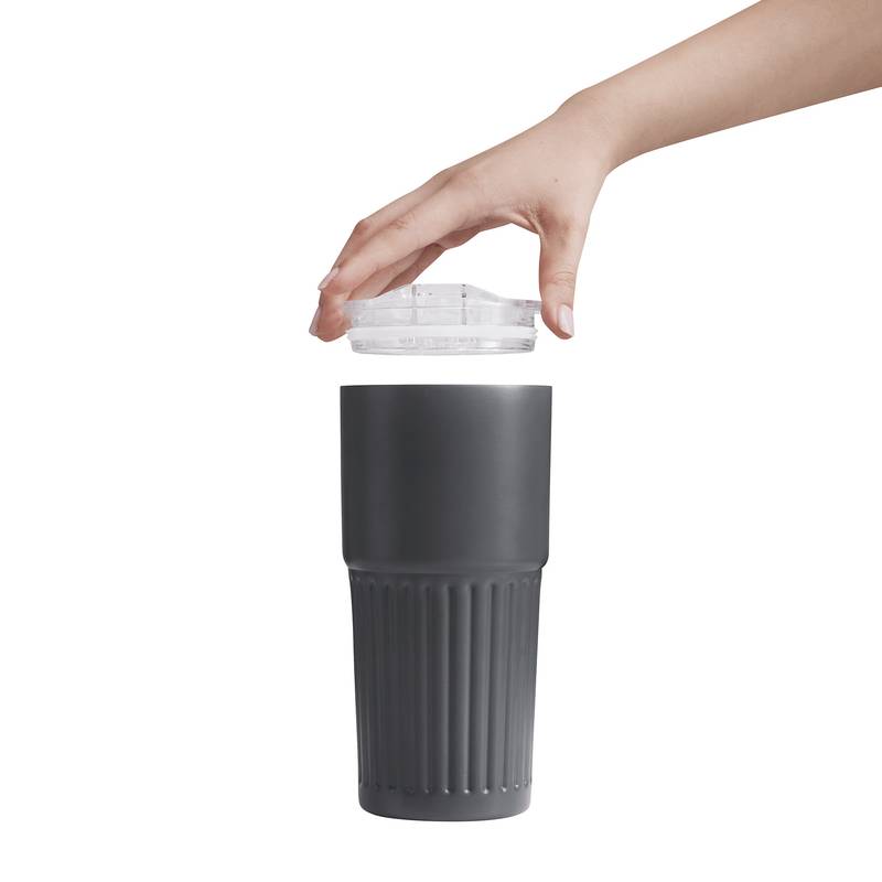 Vakuový hrnek na pití WAVE LINE, šedá Vakuový hrnek na pití WAVE LINE, šedá