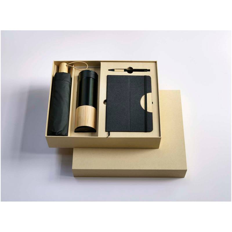 Carmen darčeková sada zápisníka A5, fľaše 450ml, dáždnika a guľôčkového pera, čierna Carmen darčeková sada zápisníka A5, fľaše 450ml, dáždnika a guľôčkového pera, čierna