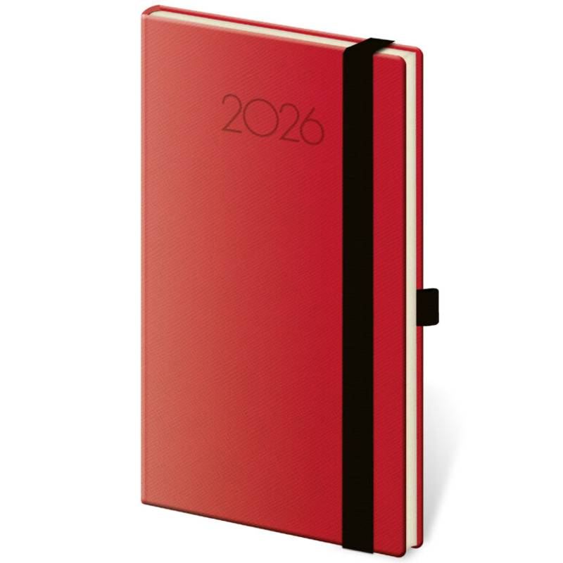 Vreckový diár New Praga červený, 2026 Vreckový diár New Praga červený, 2026