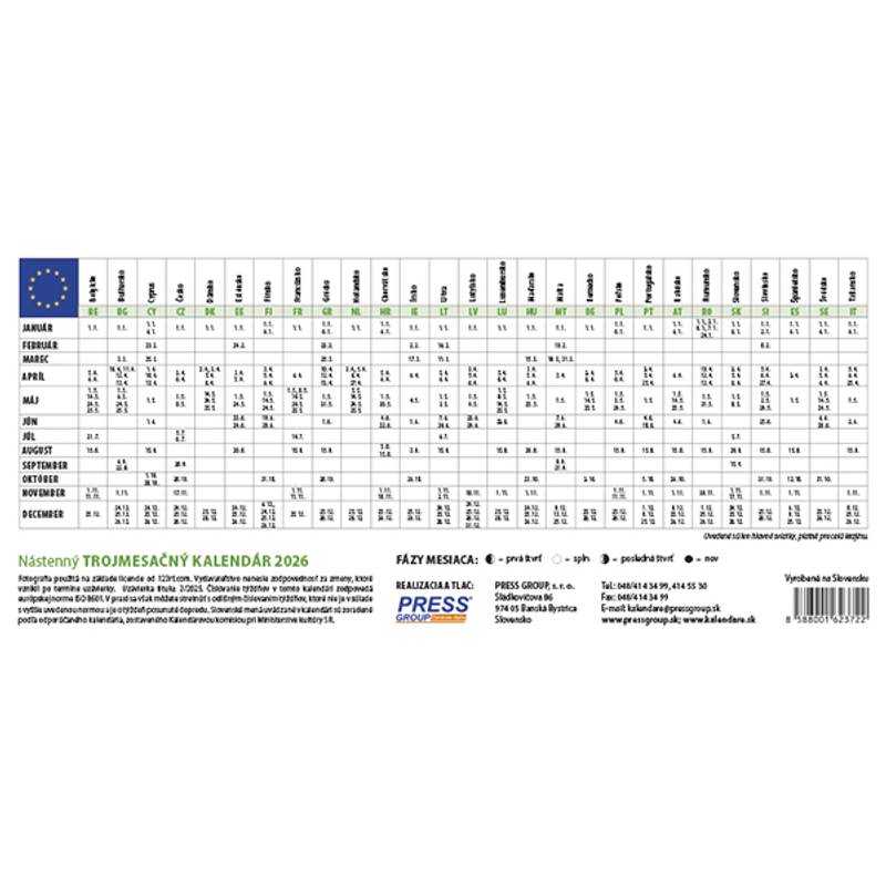 Nástenný kalendár 3-ŠPIRÁLOVÝ 2026 - Biely Nástenný kalendár 3-ŠPIRÁLOVÝ 2026 - Biely