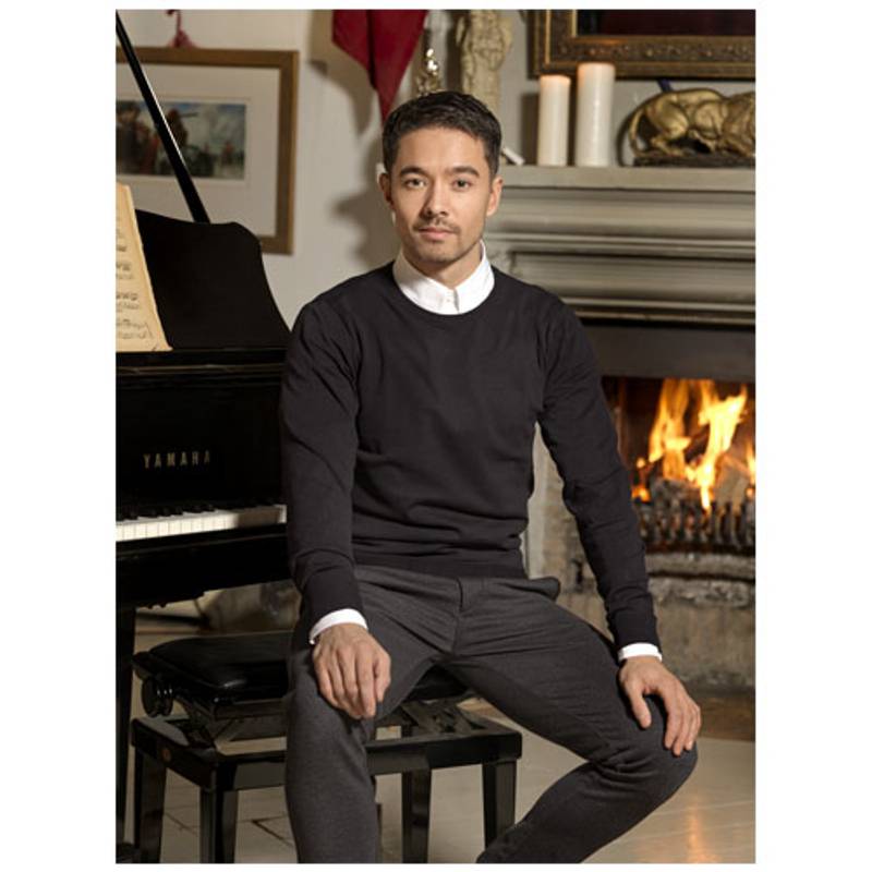 Pánský sveter s kruhovým límcom Merrit, čierna Pánský sveter s kruhovým límcom Merrit, čierna